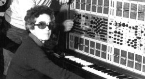 Teresa Rampazzi in 1976 at the Conservatory of Music in Padova in front of the ARP 2500 analog modular synthesizer. Photo by Luciano Menini